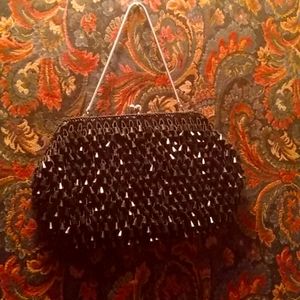 Vintage 50s/60s Black Beaded Clutch Purse